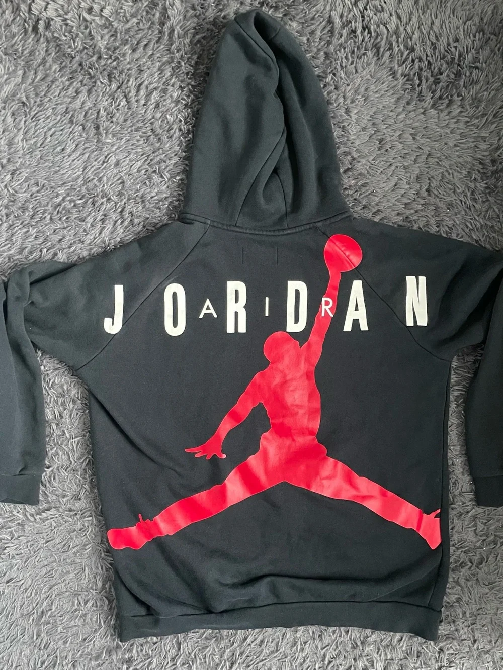 Men Size Large Nike Air Jordan Full Zip Long Sleeve Hooded Hoodie Black